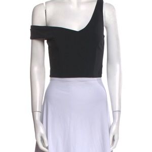 Nicholas One Shoulder Sleeveless Black Crop Top in size M
